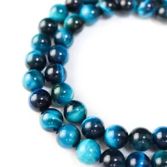 【天然石】マリンブルータイガーアイ ブレスレット用 ビーズ 一連 10mm【約38粒入り】パワーストーン 手芸 ハンドメイド アクセサリー パーツ きらきらぷんぷん丸 NS-036