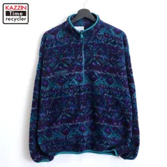 90s USA製 vintage Columbia 総柄 ハーフジップ プルオーバー フリース ジャケット レディース 表記Lサイズ