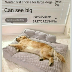 国内発送グリッドパターンのポリエステル繊維製の犬用ベッド、正方形のペット用ソファ、取り外し可能で洗浄可詰め物、超小型犬から中型犬に適しています。オールシーズン対応の犬小屋、グレー