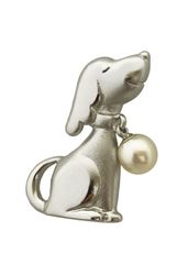 【数量限定】ブローチ パール タックブローチ ダックス 銀色 ミニチュア ピンブローチ アコヤ真珠 ［enyapearl］