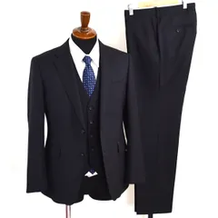 美品 パーソンズ フォーメン 3ピース 2つボタン シングルスーツ M AB4 ブラック チェック ノータック 122000 合物 春夏秋  5XH057 【送料無料】【中古】【メンズビジネス】202508