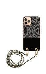 iPhone 17e スマホショルダー アイフォン17e スマホケース ハードケース ダマスク柄 大人 可愛い オシャレ おしゃれ グリーン レッド ホワイト ストラップ チェーン付属 100cm カラー09