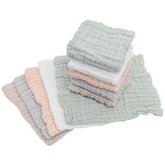 【数量限定】くすみカラー 6重ガーゼ 10枚セット 沐浴ガーゼ もこもこ 沐浴布 ベビー 赤ちゃん (ピンク ガーゼハンカチ グレー イブル グリーン ベージュ (ケラッタ) ホワイト)