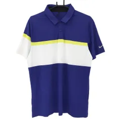 ★特価★【美品】ナイキゴルフ 半袖ポロシャツ ネイビー×白 胸元ライン DRI-FIT  メンズ XL ゴルフウェア NIKE