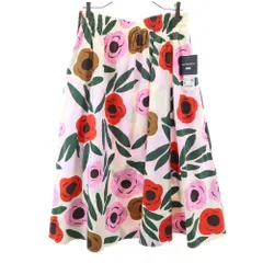 未使用 UNIQLO ユニクロ マリメッコ コラボ リネンブレンド 花柄 ロング丈 フレアスカート XL アイボリー X MARIMEKKO ペチコート付き レディース 古着