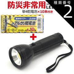 種類2：本体1個+電池10本 送料無料 防災用品 非常用 コンパクト LED ハンドライト 単4乾電池10本付き 懐中電灯 防災 防犯 常備 もしもの備え 非常用持ち出し袋の中身 災害 避難 地震 夜間 落下防止 ストラップ 長期保存 保管用 電池式 乾電池式