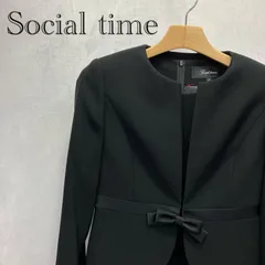 Social time ソーシャルタイム 礼服 喪服 フォーマル ジャケット ワンピース スーツ 7号 ブラック 東京ソワール レディース