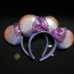 [NI] ディズニー　リボン　カチューシャ　ミニー　スパンコール　紫　パープル　ピンク　リゾート　Disney　TokyoDisneyResort　2本セット