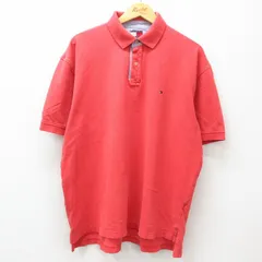 XL/古着 トミーヒルフィガー 半袖 ブランド ポロ シャツ メンズ 90s ワンポイントロゴ 鹿の子 大きいサイズ コットン 赤系 レッド 25apr09 