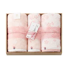 今治謹製 さくら紋織 桜染めバスタオル2P&フェイスタオル2P(木箱入) バスタオル60×110cm、フェイスタオル34×75cm C6055577