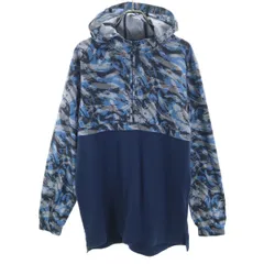 UNDER ARMOUR アンダーアーマー カモフラ柄切替 長袖 ハーフジップ パーカー M ネイビー メンズ 古着