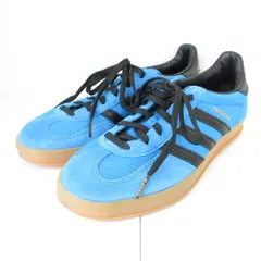 美品 adidas アディダスオリジナルス GAZELLE INDOOR lze50 ガゼル インドア ローカット スニーカー IG4998 24.5cm ブルー×ブラック レディース 古着 中古 USED