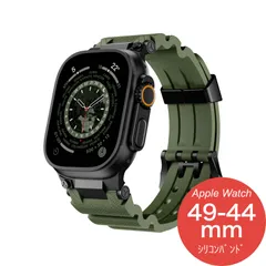【Apple Watch Series 11/10・Ultra 3・SE 3・49mm/46mm/45mm/44mm】バンド アップルウォッチ ベルト シリコン ステンレス スポーツ 防水 おしゃれ ウルトラ 高級 メンズ（ピュアブラック/グリーン）❷