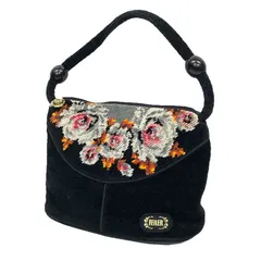 FEILER フェイラー バラ柄 ハンドバッグ ミニバッグ シュニール織 ブラック 黒 aq12067