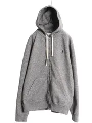 【お得なクーポン配布中!】 ポロ ラルフローレン フルジップ スウェット フード パーカー メンズ L / 古着 トレーナー 裏起毛 ヘビーウェイト ワンポイント 霜降り 灰