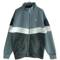 古着 メンズM FILA/フィラ トラックジャケット ジャージ フルジップ スポーツ ウォーキング 大きめ グレー/ホワイト/ブラック FH8034 gl00022