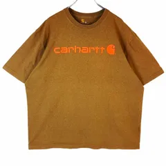 カーハートCarhartt半袖Tシャツロゴプリント両面プリント茶色ブラウンオレンジORIGINAL FITオリジナルフィットvintageヴィンテージ40621