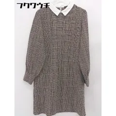 ◇ w closet ダブルクローゼット チェック 長袖 膝丈 ワンピース サイズF ベージュ系 レディース 【中古】 【1105040000436】のサムネイル