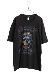 【お得なクーポン配布中!】 USA製 ハーレー ダビッドソン スカル プリント Tシャツ メンズ XXL / 古着 オフィシャル バイク イラスト カットソー 黒 大きいサイズ 2XL