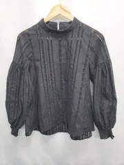 ◇ Θ GLOBAL WORK グローバルワーク ハーフジップ 長袖 ブラウス カットソー サイズS ブラック レディース E  【1506180014480】