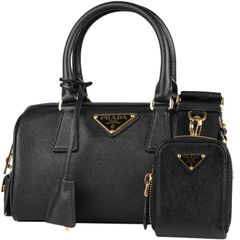 PRADA/プラダ　サフィアーノ トライアングルロゴ 2WAYハンドバッグ　SAFFIANO LUX（サフィアーノレザー）　NERO（ブラック）×ゴールド金具　1BB846【新品同様品】