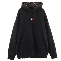 TOMMY JEANS トミージーンズ 長袖 スウェットパーカー M ブラック 裏起毛 メンズ 古着