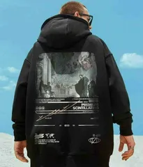 ブラック　パーカー　フード付き　ストリート　バックプリント　アート　シンプル　3L　トップス　長袖　絵画　美術　アート　黒　ユニセックス　2XL　トレーナー　メンズ　アートグラフィック　オーバーサイズ　black　クロ　くろ