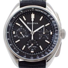 BULOVA ブローバ ムーンウォッチ クロノグラフ クォーツ メンズ 腕時計 黒文字盤 ベルト2本付 96A225【いおき質店】