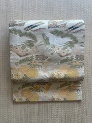 アンティーク　刺繍　名古屋帯　リメイク　レトロ　鶴　N 011