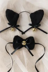猫耳ヘアバンド ＋ チョーカー セット 鈴付き コスチューム ハロウィン