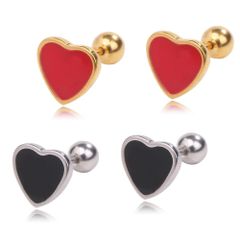 【色：sb/gr 2セット】[Adelina Style] ハート ピアス メンズ レディース スタッドピアス ステンレス 金属アレルギー対応 男女 両耳 プレゼント