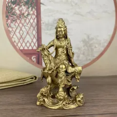 観音 菩薩 銅製 仏像 彫刻 置物 開運 風水 骨董 古美術 アンティーク ② 中国古美術・旧蔵純赤銅製坐観音菩薩像・鏨刻鎏金錾花・高浮彫