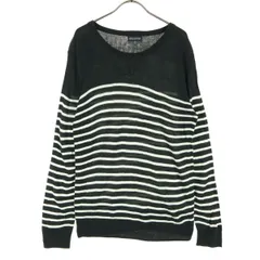 nano universe ナノユニバース ボーダー柄 長袖 セーター L ブラック メンズ 古着