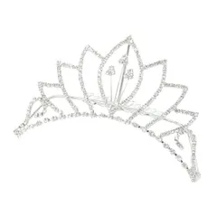 在庫処分 髪飾り 成人式 振袖 前撮り 袴 花 かんざし シルバー ティアラ 王冠 クラウンコーム コーム キラキラ ラインストーン No.10-2833