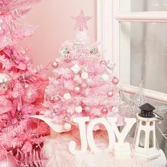 ミニクリスマスツリー クリスマス ピンクツリー 人工クリスマスツリー 小さなクリスマスツリー 半円形ベース付き 人工ホリデーデスクトップ、シーン装飾、フェスティバル装飾、部屋装飾、家の装飾、オフィス装飾、テーマパーティー装飾、クリスマス装飾のサムネイル