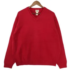 90's 00's L.L.Bean エルエルビーン Vネックコットンニットセーター メンズUS-XL エンジ系 hsc-0820