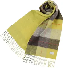 Elensia エレンシア カシミヤブレンド リバーシブル マフラー レディース メンズ UVカット98%以上 チェック 30x186cm 160g(イエロー)