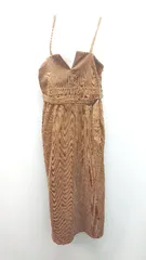 ◇ ◎ earth music&ecology バックスリット コーデュロイ生地 無地 ロング ワンピース サイズF ブラウン レディース E  【1310050005696】