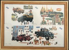 【懐かしい名車の絵ハガキ・フレーム入り】ダットサン商用車_241207