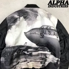 ALPHA INDUSTRIES MA-1 フライトジャケット ボンバージャケット リバーシブル フォトプリント Lサイズ ミリタリージャケット ブラック 黒 アルファインダストリーズ