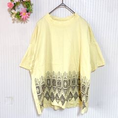 49-26 ー大特価ー 良品★ 【ジャンニロジュディチェ】 GIANNI LO GIUDICE レディース トップス デザイン カットソー シャツ (S) 半袖 イエロー 黄色 コットン 綿 100%