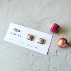春色 桜 金継ぎ ライン ピンク 美濃焼き タイル  ピアス イヤリング ノンホールピアス パール シルバー 銀 ゴールド 金 小ぶり シンプル 小さい 華やか 上品