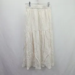 ◇ ⊂ Discoat ウエストゴム　春夏向け　シンプル　大人 ロング丈 フレア スカート サイズF アイボリー系 レディース E  【1505290010412】