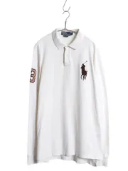 【お得なクーポン配布中!】 ビッグポニー ポロ ラルフローレン 鹿の子 長袖 ポロシャツ メンズ XL / 長袖シャツ カットソー ナンバリング 大きいサイズ 細身 ホワイト