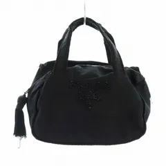 PRADA プラダ　クリーム　ハンドバック　ナイロン　ビーズ PRADAナイロン♪ビーズ刺繍 ハンドバッグ2way♪ブラック (PRADA