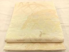 B◇着物くつろぎ 美品 夏物 山に霞 金銀糸 六通 正絹 薄物 絽 紗 袋帯