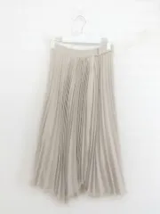 ◇ COCODEAL ココディール アシメ カットオフ プリーツ 膝下丈 ラップ巻き スカート サイズ1 ライトベージュ レディース P  【1302280004099】