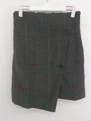 ◇ LOWRYS FARM チェック ウエストゴム 膝丈 タイト スカート サイズM チャコールグレー レッド オレンジ レディース P  【中古】 【1209120001136】