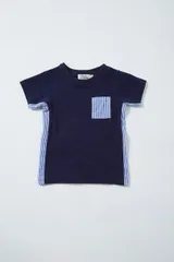 【Tappet】脇ストライプ切替ポケットTシャツ 新品子供服90 男の子 女の子のサムネイル