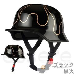 ハーフヘルメット 半帽 半キャップ ヘルメット レトロ 四季兼用 黒火 ブラック#アイリーヌショップ